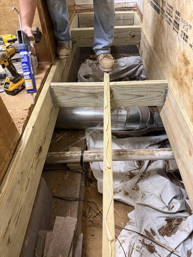 After: New joists framed in